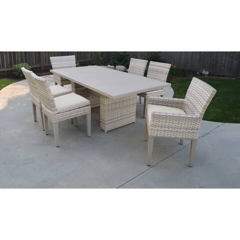 Fairmont Rectangular Outdoor Patio Dining Table with 4 Armless Chairs and 2 Chairs w/ Arms