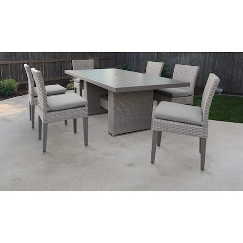 Florence Rectangular Outdoor Patio Dining Table with 6 Armless Chairs
