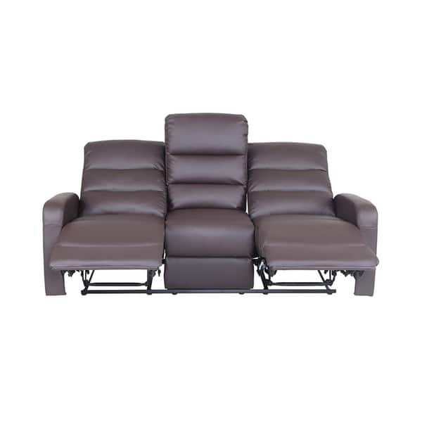 Shop Top Grain Leather Pu Ergonomic Recliner Sofa 3 Seater