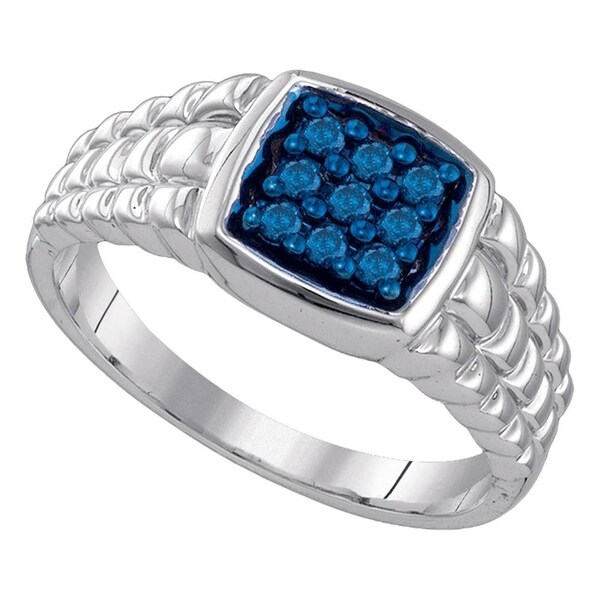 Shop 10k White Gold Mens Masculine Blue-colored Diamond ... (600 x 600 Pixel)
