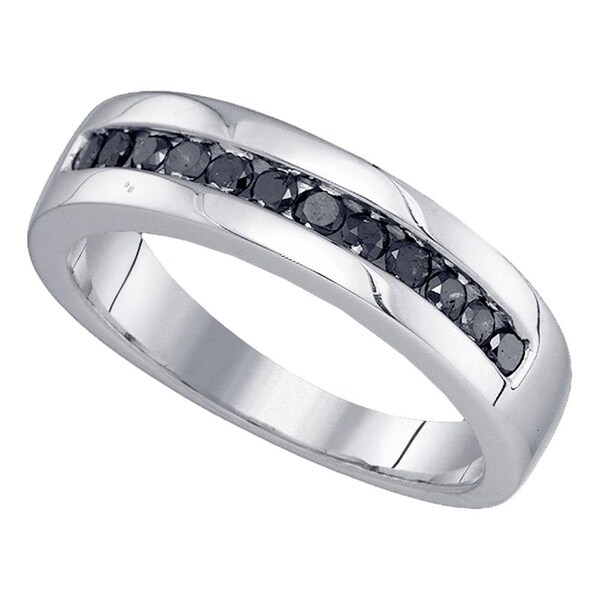 Shop Sterling Silver Mens Round Black Color Enhanced