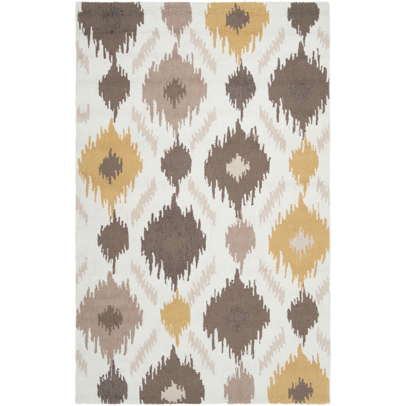 Hand-hooked Solana Ivory Area Rug - 9' x 12' - 9' x 12' - Yellow