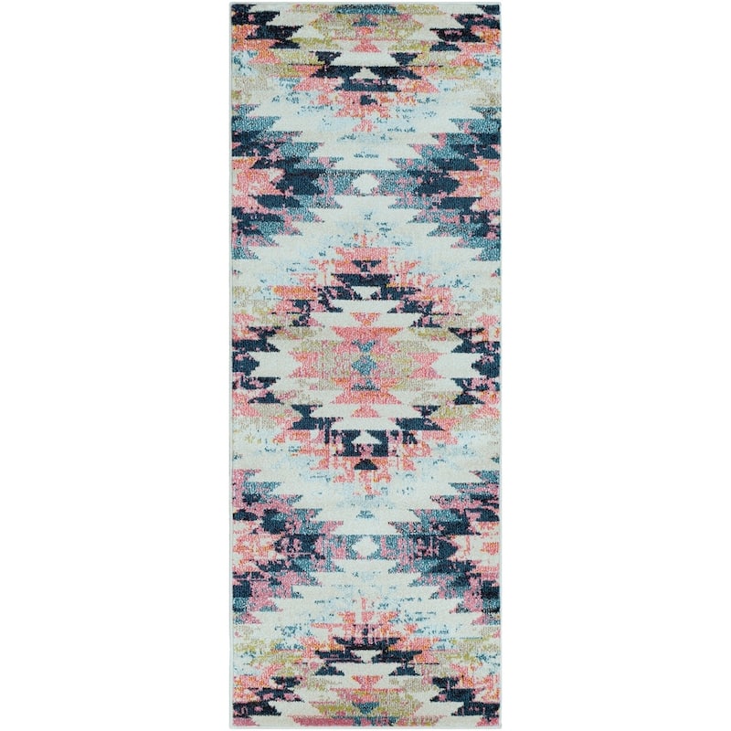 Livabliss Trocadero Boho Modern Geometric Area Rug - 2'7" x 7'3" - Coral