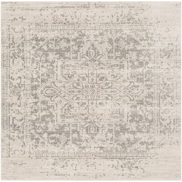 Esther Vintage Traditional Area Rug - 6'7" Square - Grey
