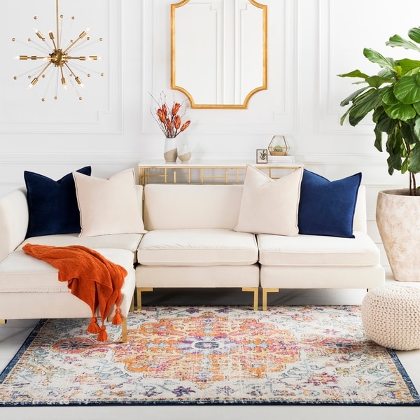 Distressed Bohemian Multicolor Medallion Area Rug - 7' Square