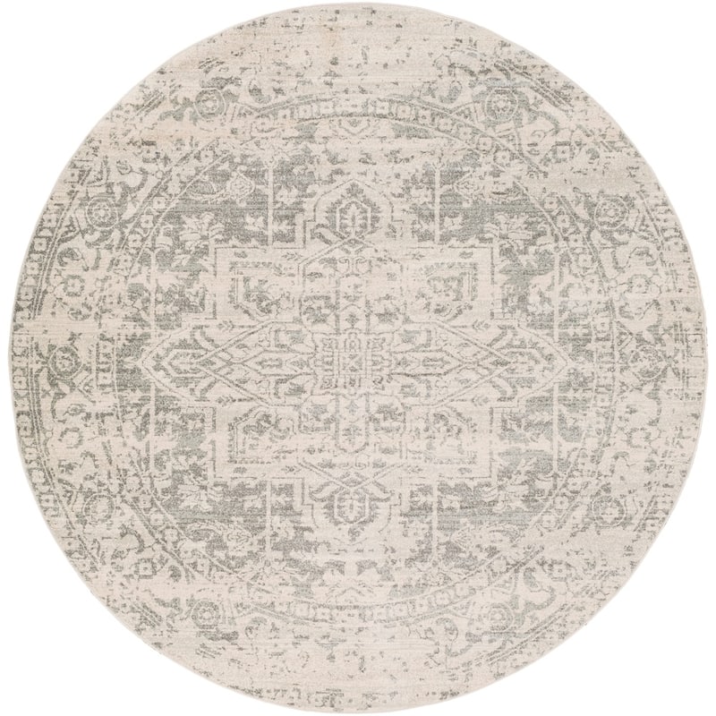 Livabliss Esther Vintage Traditional Area Rug - 7'10" Round - Grey