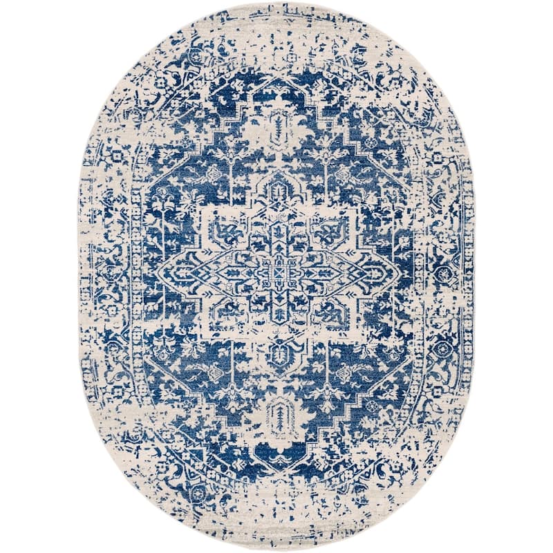 Artistic Weavers Esther Vintage Traditional Area Rug - 6'7" x 9' Oval - Blue