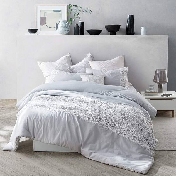 Shop White Lace Comforter Glacier Gray Free Shipping Today