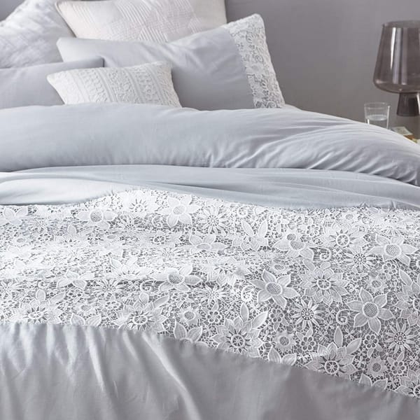 Shop White Lace Comforter Glacier Gray Overstock 22536255