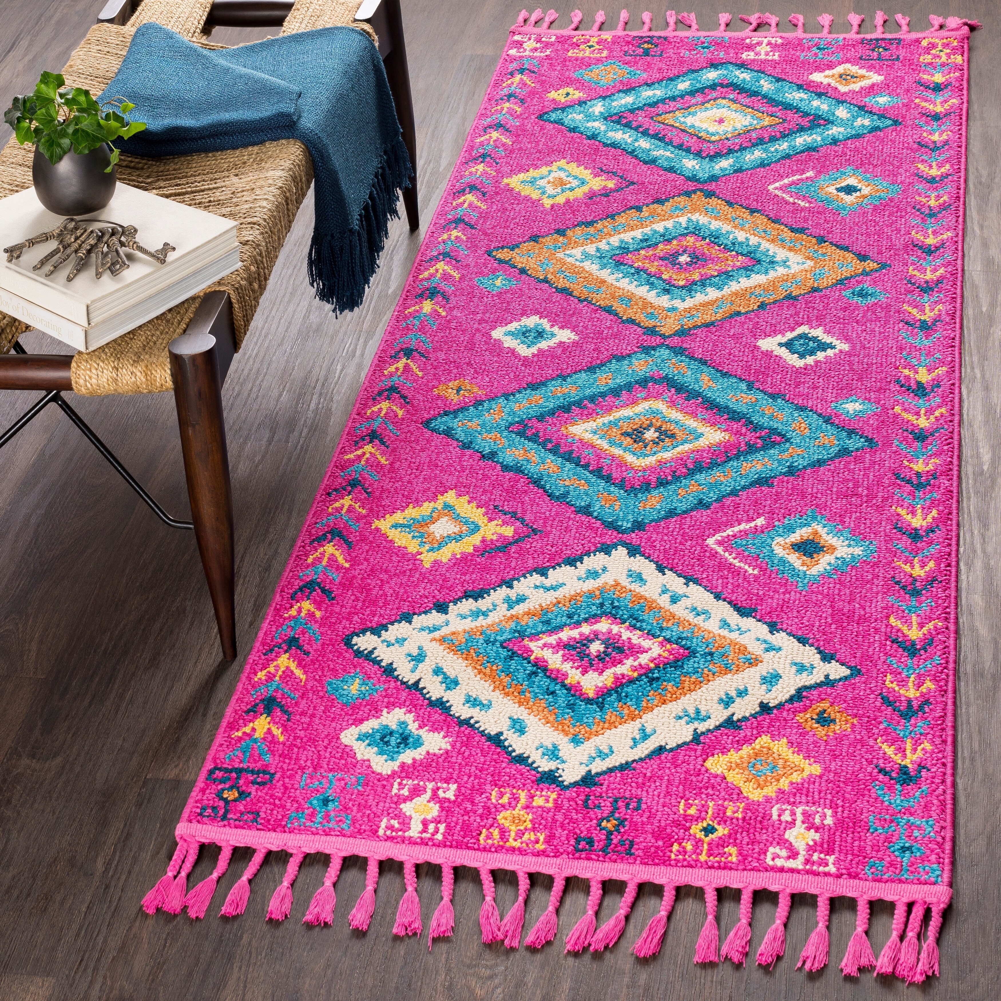 Boho Pink Moroccan Tel Runner 2 7 X 10 On Boho Pink Moroccan Tel Runner