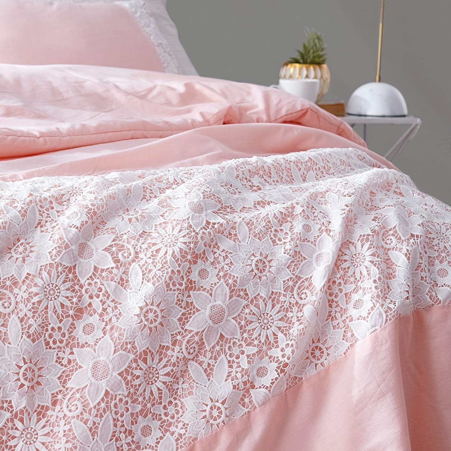 Shop White Lace Comforter Rose Quartz Free Shipping Today