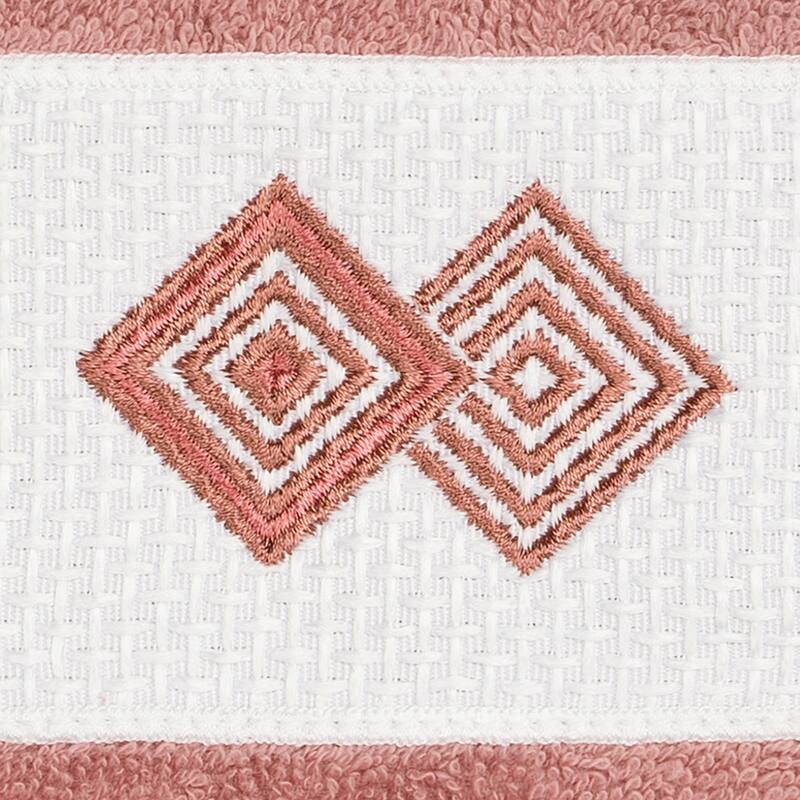 Authentic Hotel and Spa Turkish Cotton Diamonds Embroidered Tea Rose 2-piece Washcloth Set