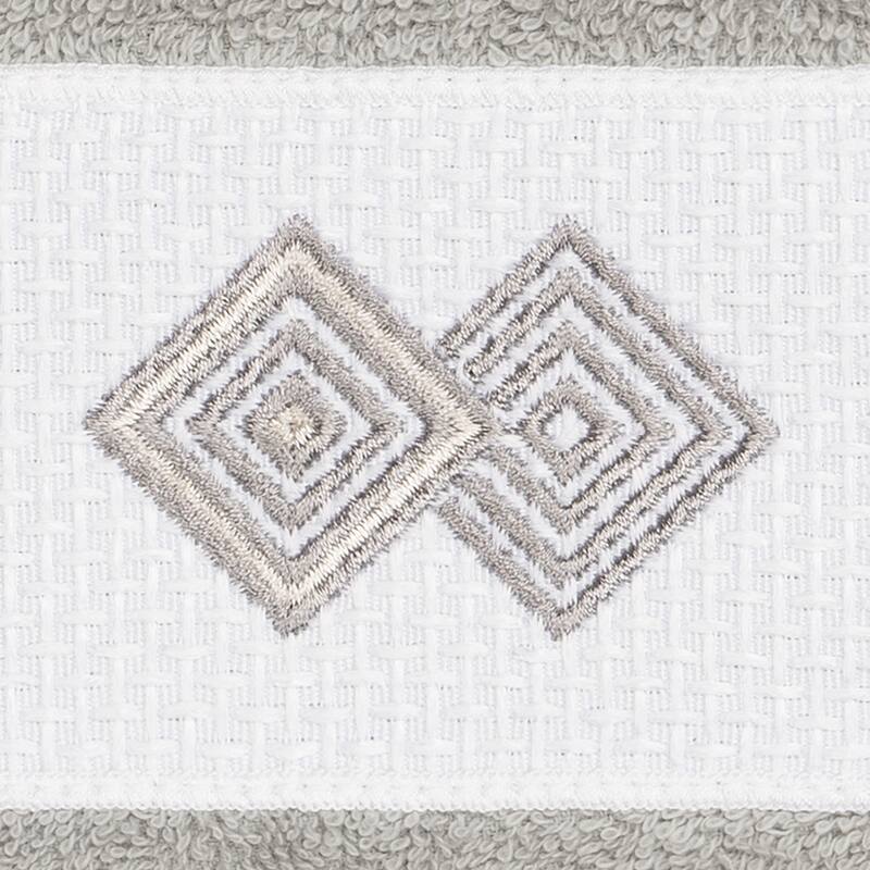 Authentic Hotel and Spa Turkish Cotton Diamonds Embroidered Light Grey 2-piece Washcloth Set