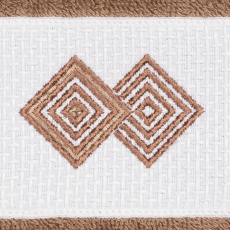Authentic Hotel and Spa Turkish Cotton Diamonds Embroidered Latte Brown 2-piece Washcloth Set