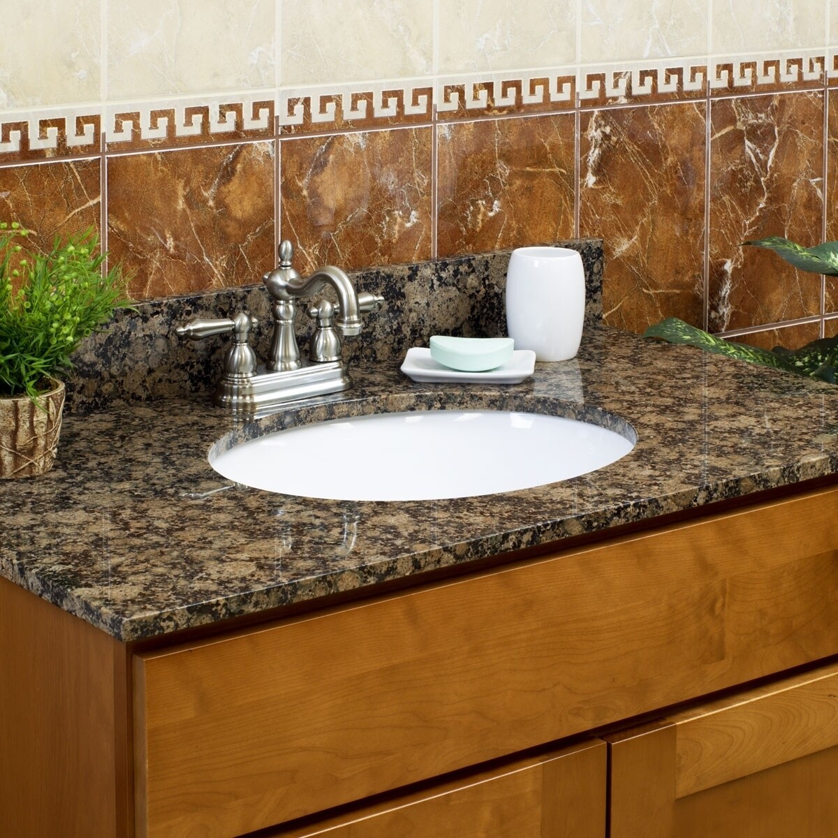 Shop Vanity Top Granite Baltic Brown 37x22 With Backsplash 8 In