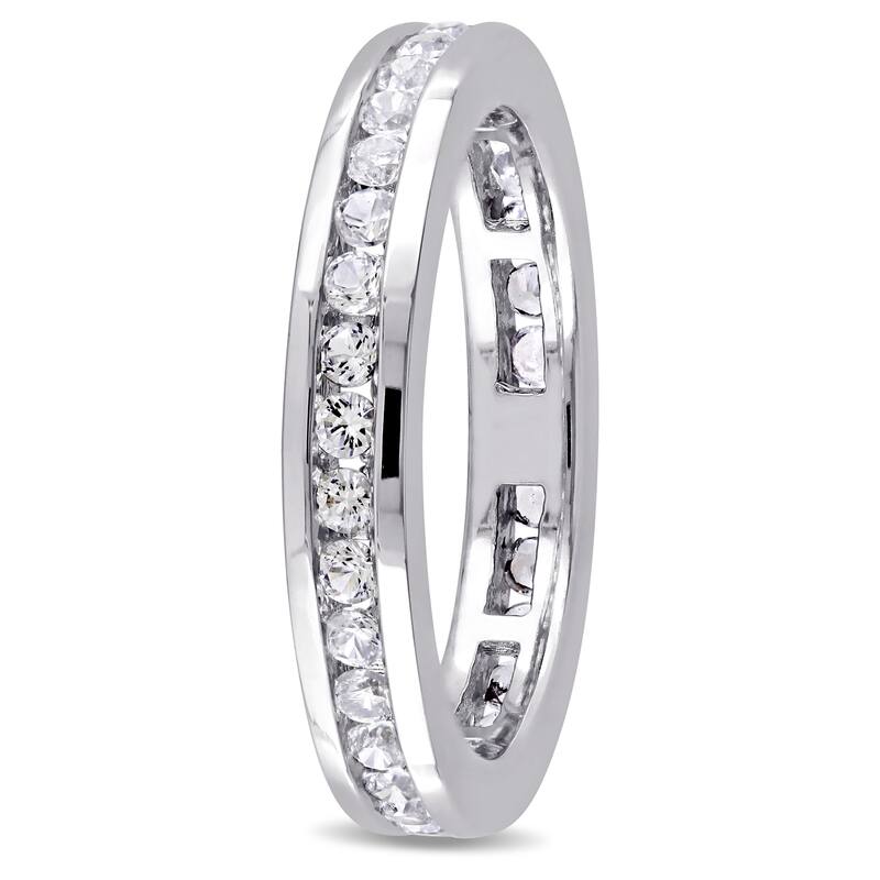 Miadora 10k White Gold Created White Sapphire Eternity Band Ring