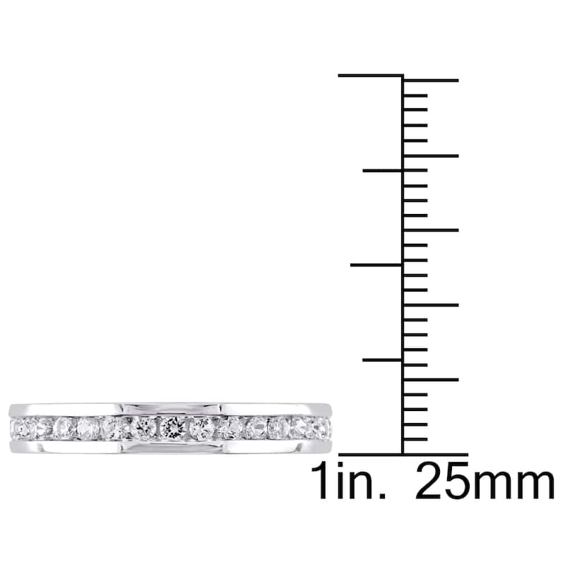 Miadora 10k White Gold Created White Sapphire Eternity Band Ring