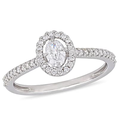 Miadora 14k White Gold 1/2ct TDW Diamond Floating Halo Engagement Ring