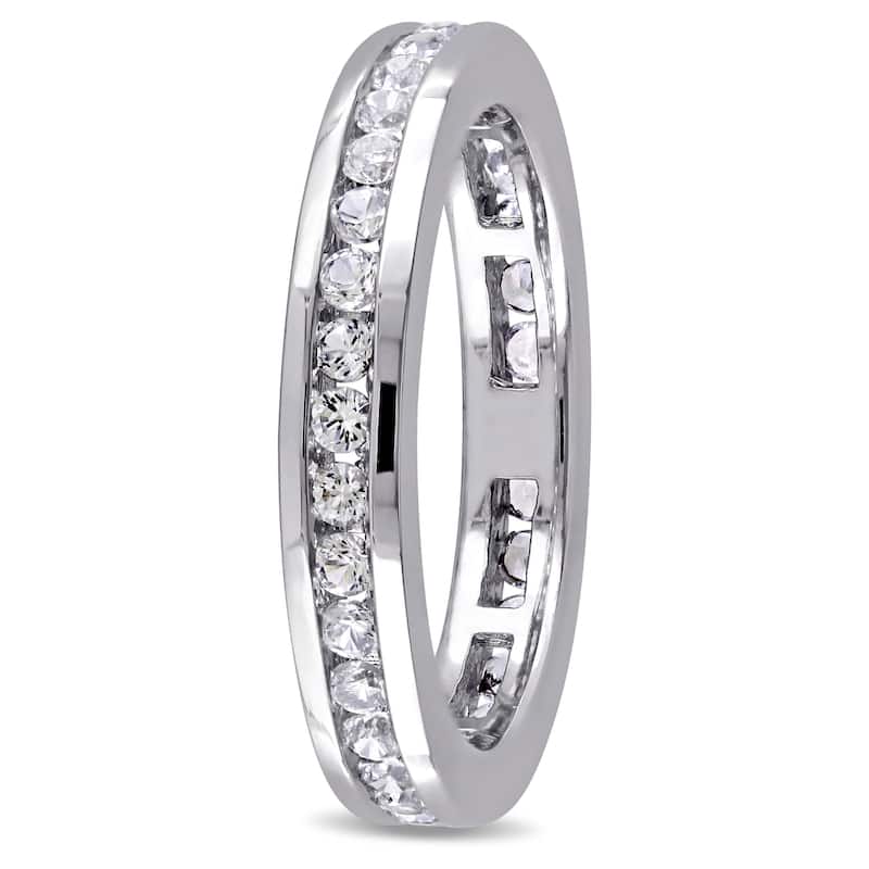 Miadora 10k White Gold Created White Sapphire Eternity Band