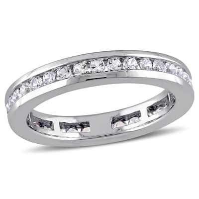 Miadora Signature Collection 10k White Gold Created White Sapphire Stackable Eternity Band
