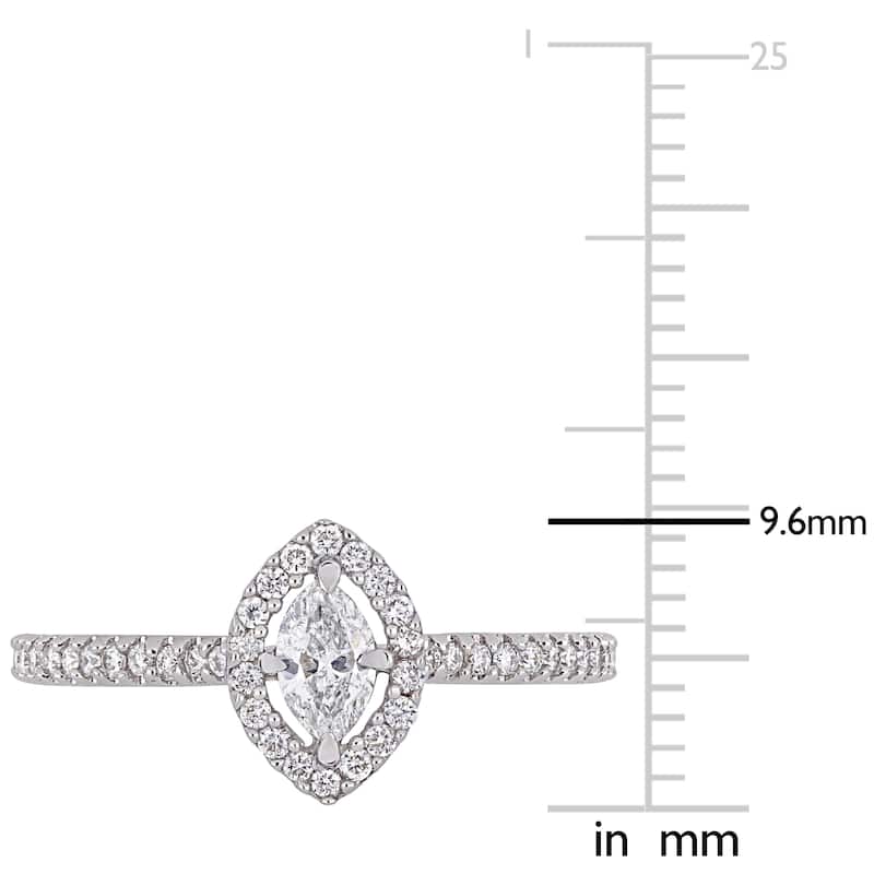 Miadora 14k White Gold 1/2ct TDW Diamond Marquise and Round-Cut Floating Halo Engagement Ring