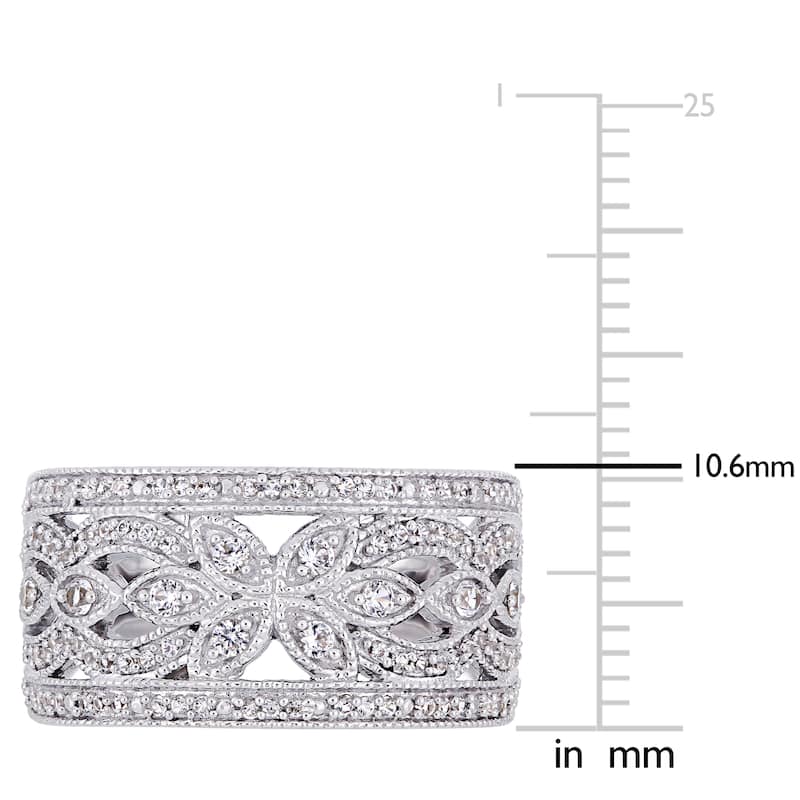 Miadora Signature Collection 10k White Gold Created White Sapphire Floral Infinity Anniversary Band