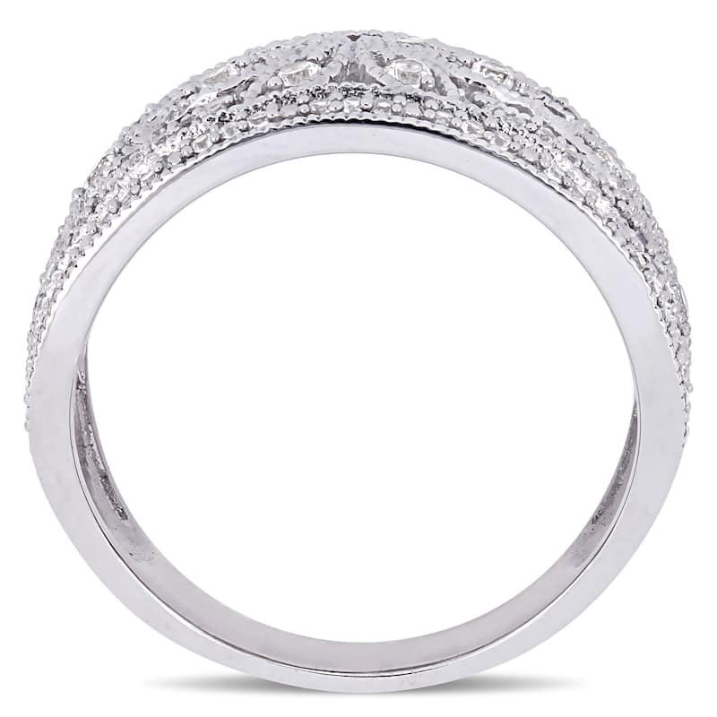 Miadora Signature Collection 10k White Gold Created White Sapphire Floral Infinity Anniversary Band
