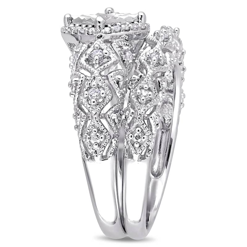 Miadora Sterling Silver 1/5ct TDW Diamond Infinity Vintage Bridal Ring Set