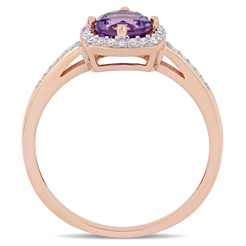 Miadora 10k Rose Gold Amethyst and 1/7ct TDW Diamond Floating Square Halo Ring