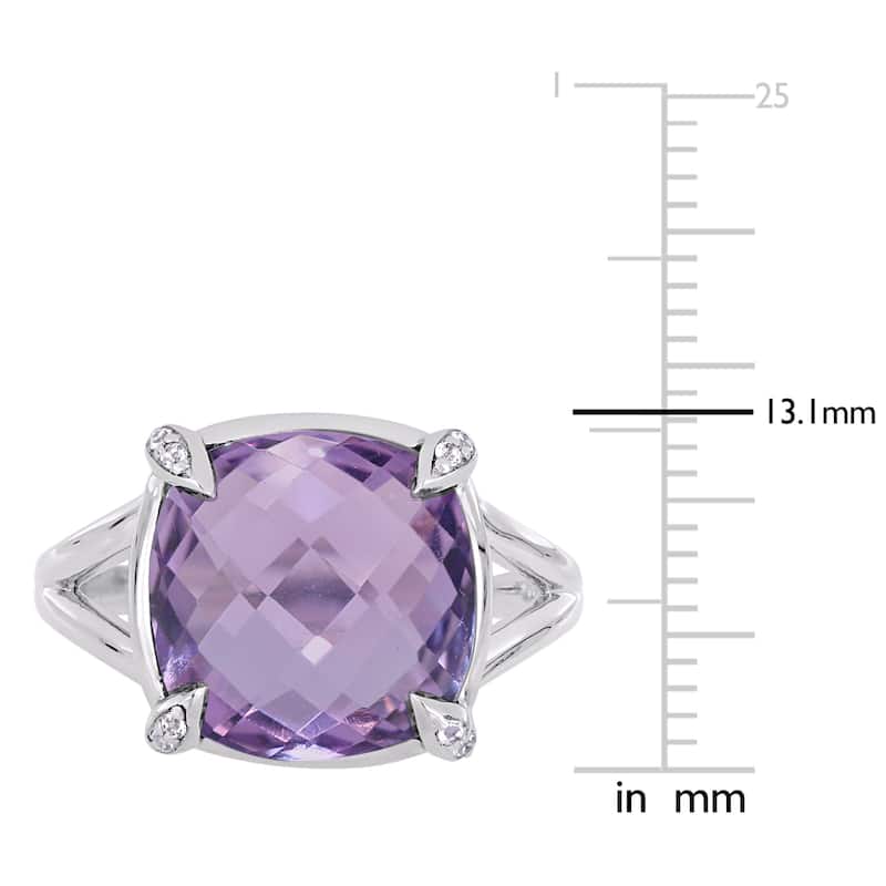 Miadora Sterling Silver Amethyst and White Topaz Split Shank Cocktail Ring