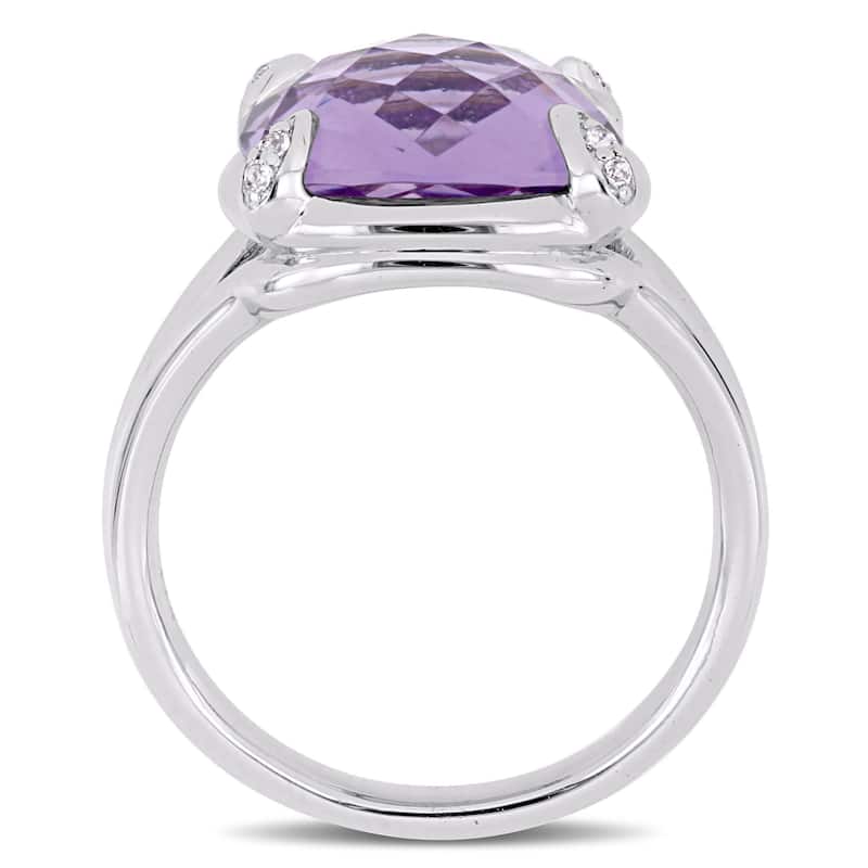 Miadora Sterling Silver Amethyst and White Topaz Split Shank Cocktail Ring