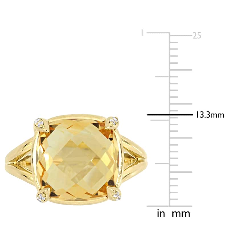 Miadora Yellow Plated Sterling Silver Citrine and White Topaz Split Shank Cocktail Ring