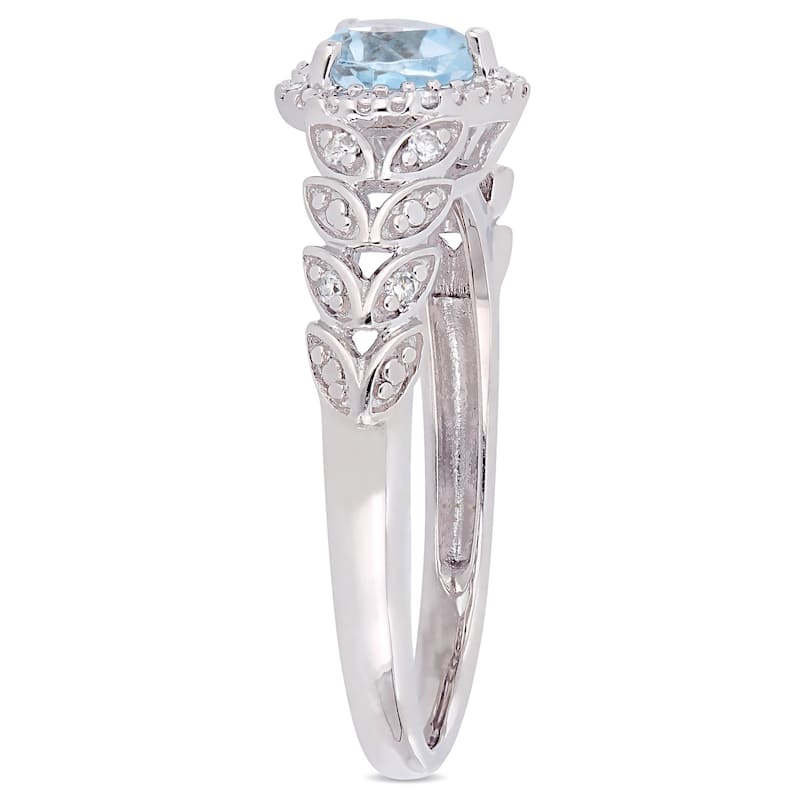 Miadora 10k White Gold Sky-Blue Topaz and Diamond Accent Heart Halo Engagement Ring