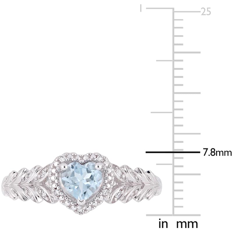 Miadora 10k White Gold Sky-Blue Topaz and Diamond Accent Heart Halo Engagement Ring