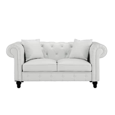 White Sofas Couches Online At Our Best Living Room Chesterfiled Bonded Leather Loveseat Sofa