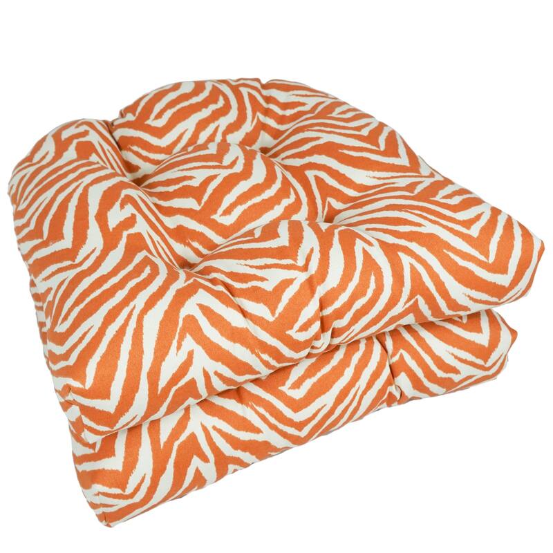 Blazing Needles 19-inch All-Weather U-Shape Chair Cushion (Set of 2) - zebra sunrise