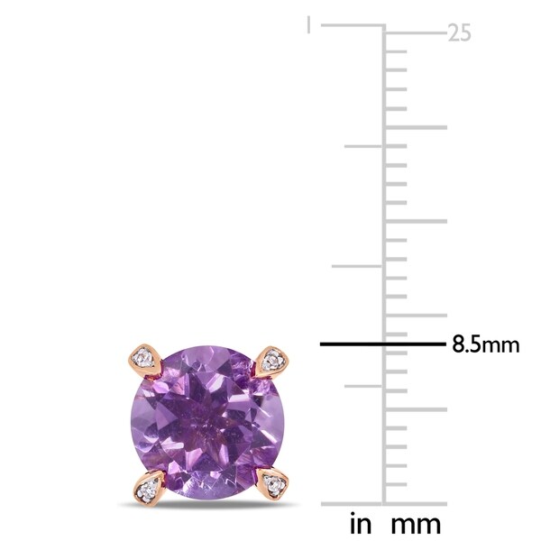 Miadora 10k Rose Gold 3ct TGW Amethyst and Diamond Accent Solitaire Martini-Stud Earrings