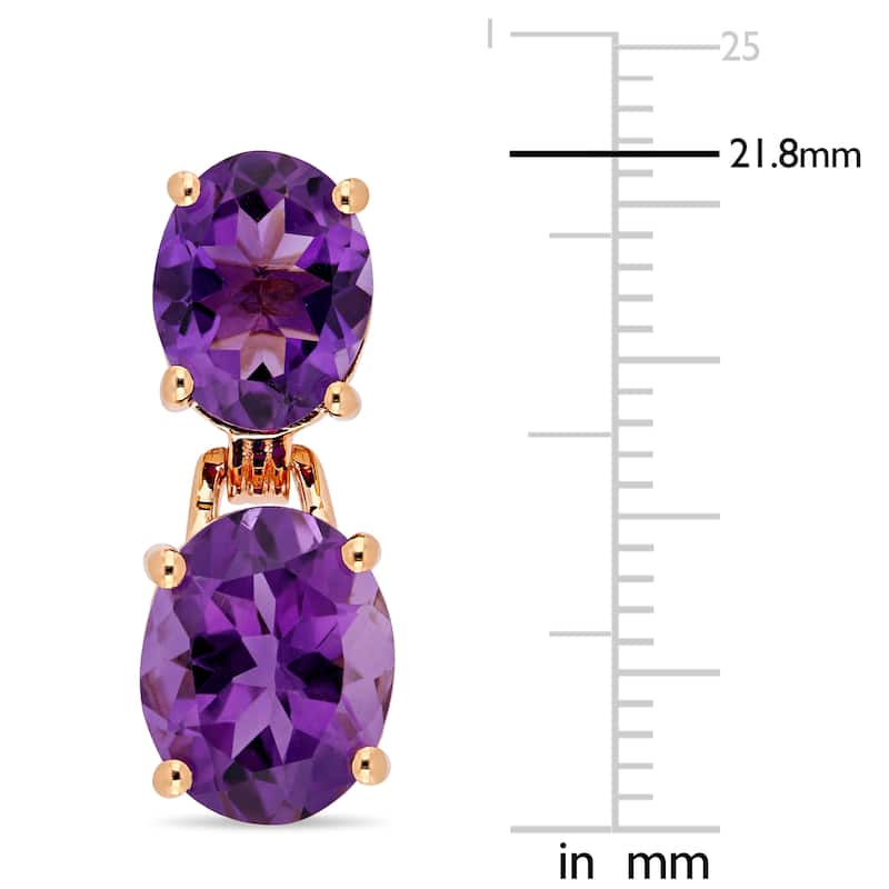 Miadora Rose Plated Sterling Silver 8 1/10ct TGW African-Amethyst Dangle Earrings