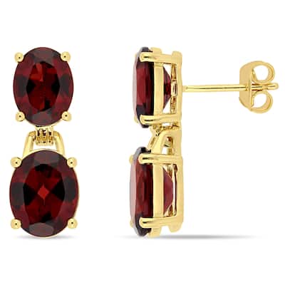 Miadora Yellow Plated Sterling Silver 10 1/5ct TGW Garnet Dangle Earrings