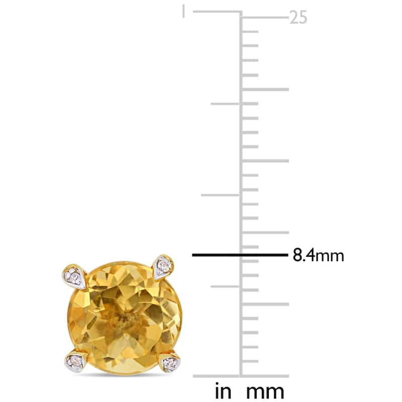 Miadora 10k Yellow Gold 3 5/8ct TGW Citrine and Diamond Accent Solitaire Martini-Stud Earrings