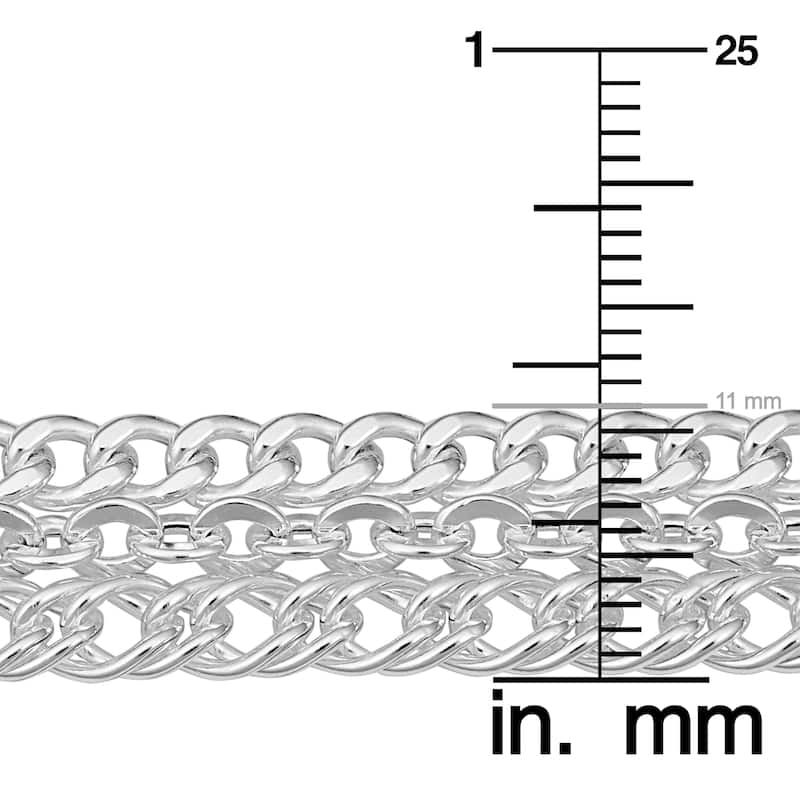 Fremada Italian Sterling Silver Curb Chain Rolo Chain Double Link Chain Layered Necklace (20 inches)