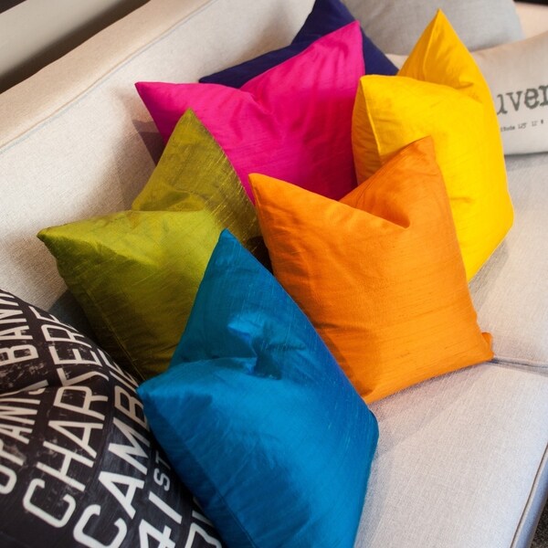 raw silk throw pillows