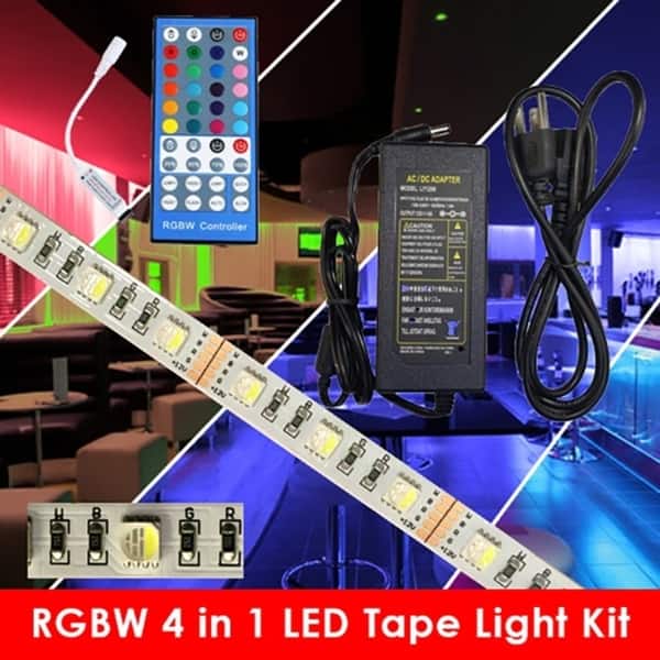 Remote Controlled Led Kit LED Strip Light Kit -RGBW - Power Supply & Mini RF Remote Control - Bed ...