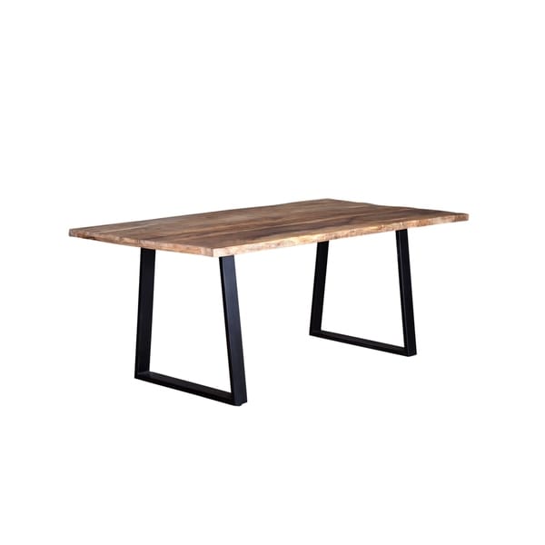 Wanderloot Crossover Natural Live Edge Dining Table With Trapezoid Base - Brown - 72''L x 40''W x 31''H