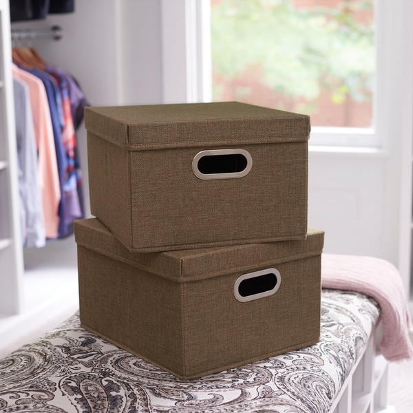 Collapsible Linen Box Set 2pc; Moss