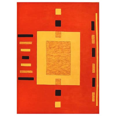 Hand-tufted Square Orange Wool Rug (5' x 8')