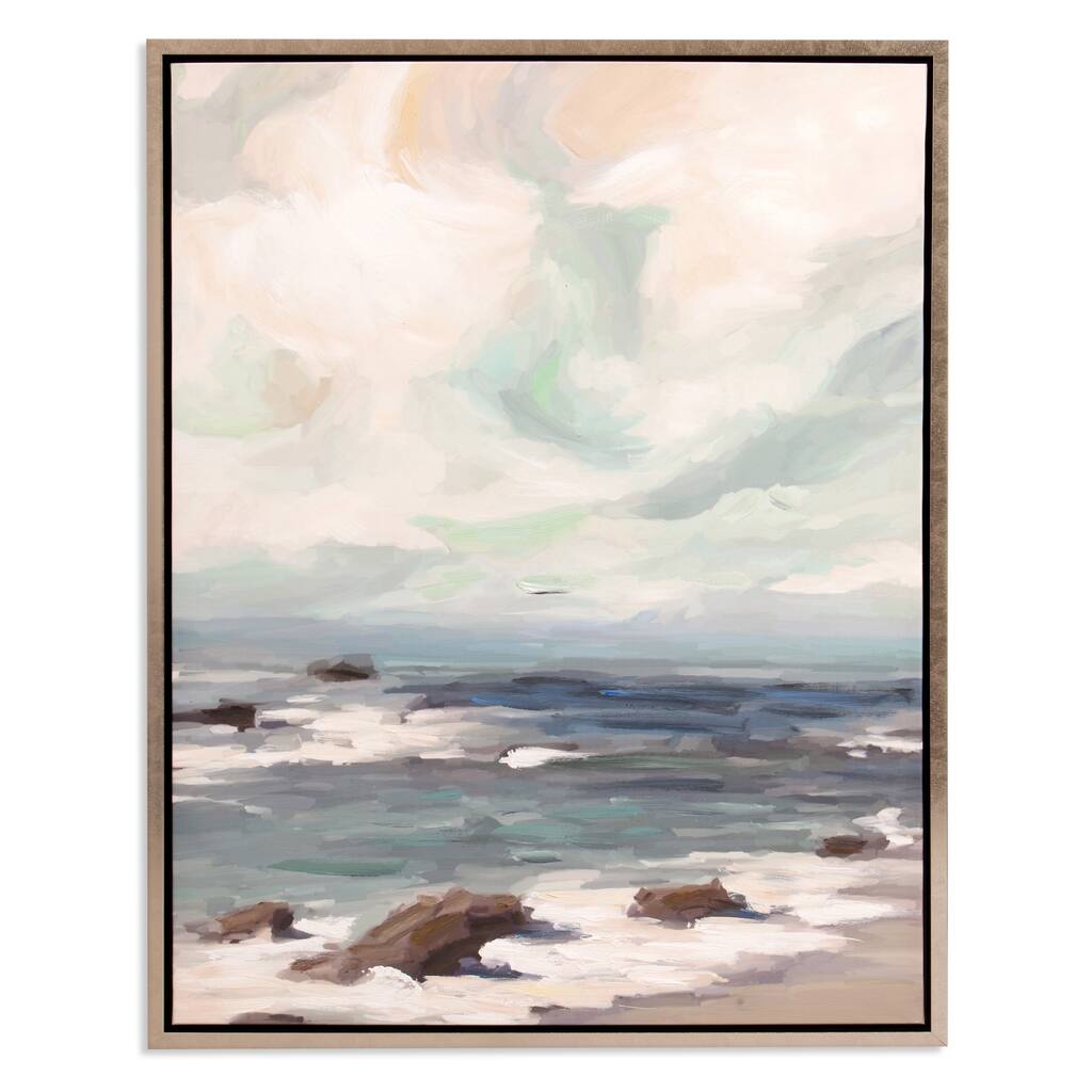 Stormy Shore Coastal Framed Canvas Art