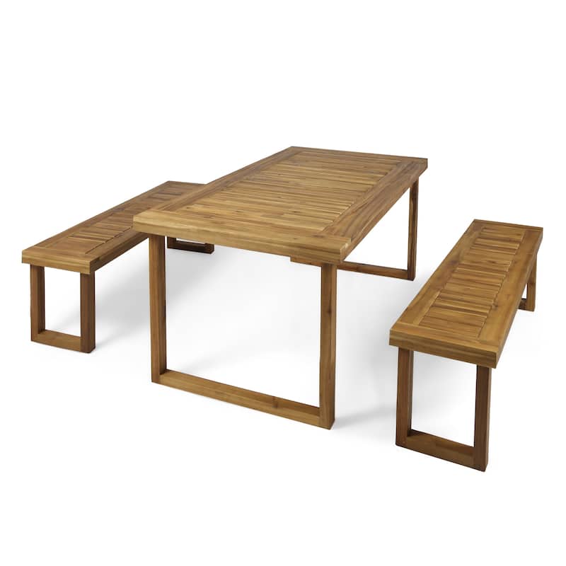 Nestor Outdoor Acacia Wood Picnic Set by Christopher Knight Home - Natural