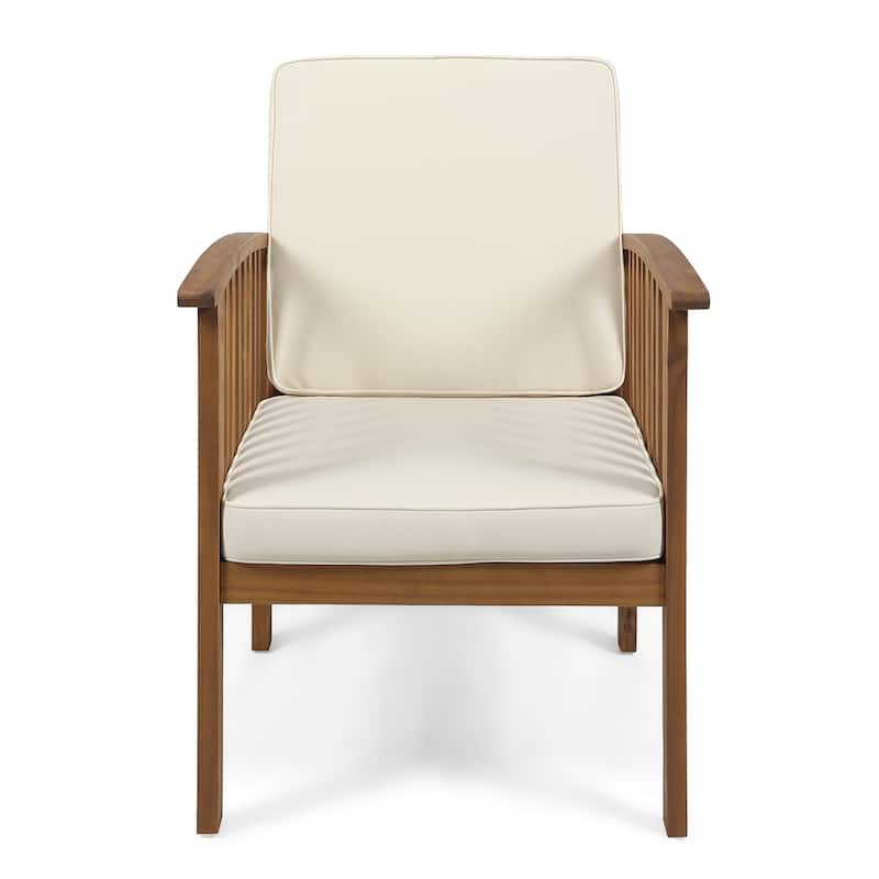 Carolina Outdoor 4-Seater Acacia Wood Club Chairs with Coffee Table by Christopher Knight Home