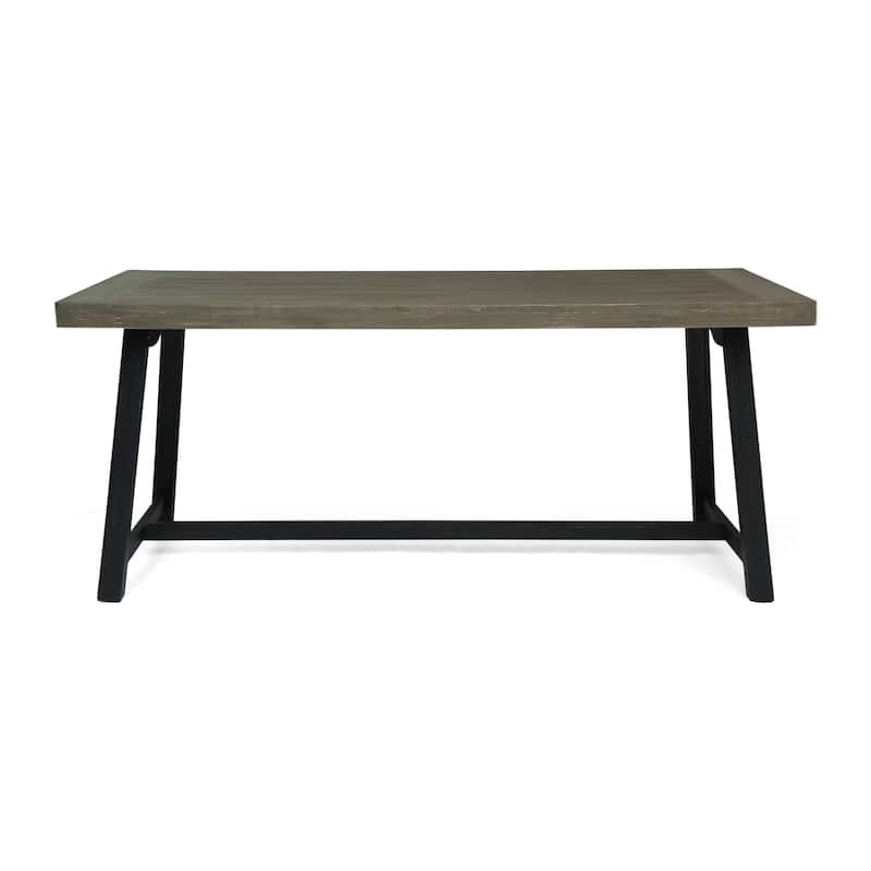 Raphael Outdoor Acacia Wood Dining Table by Christopher Knight Home - Sandblast Gray+Black
